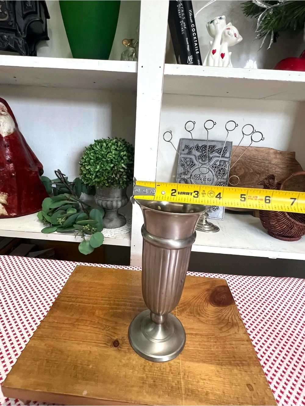 Vintage vase metal pewter? IHI India decor grandma core